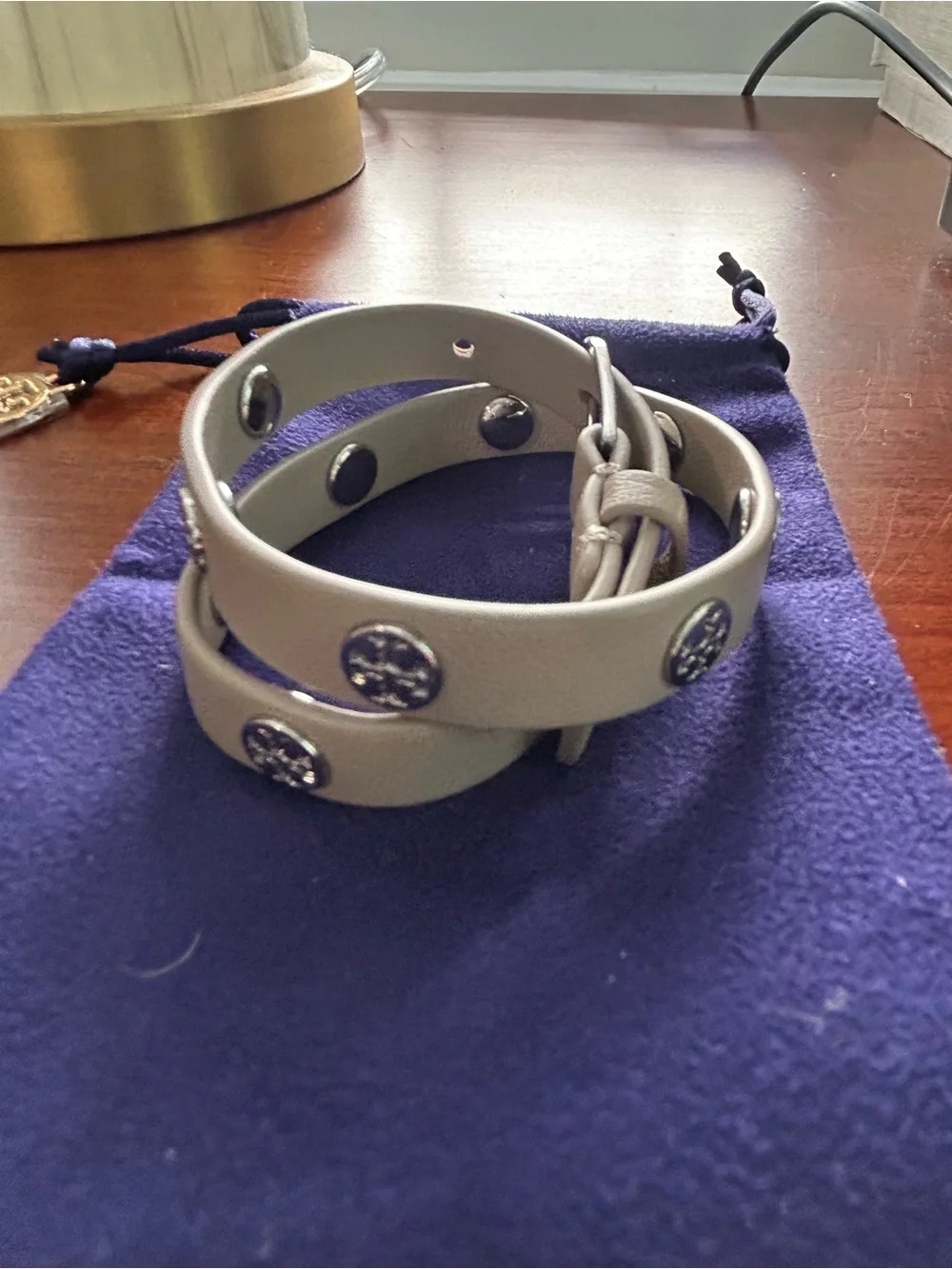 Tory Burch Leather Wrap Bracelet with Decorative Studs